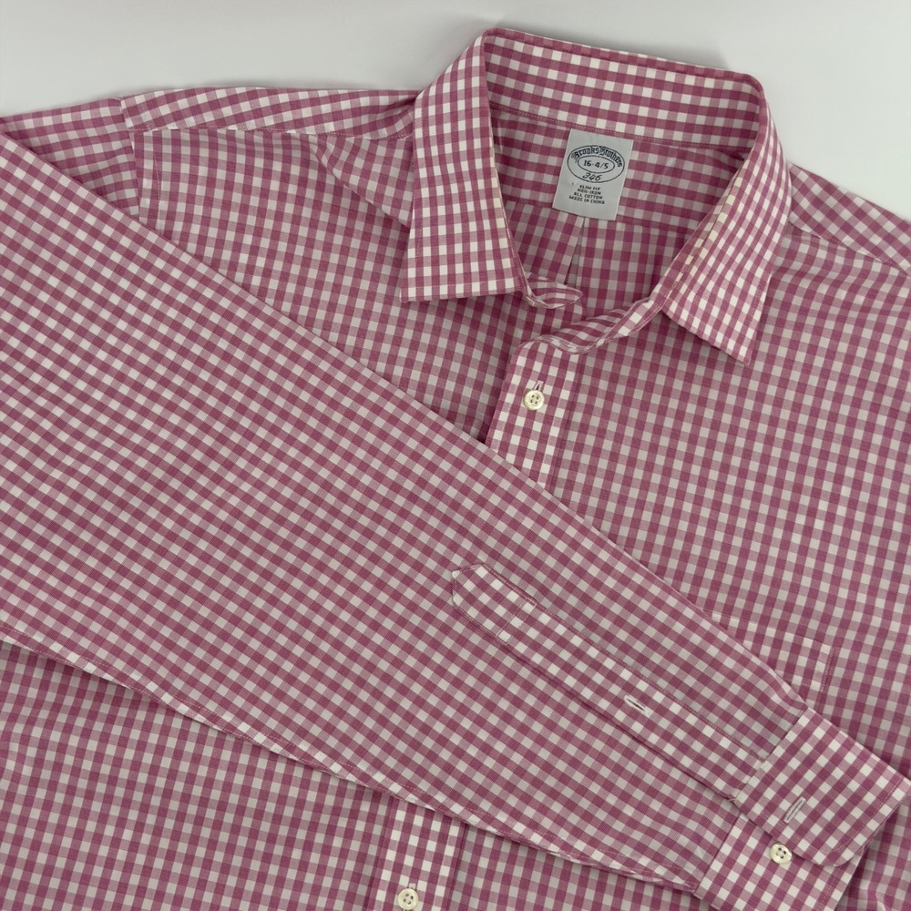Brooks‎ Brothers 346 Mens Slim Fit Gingham Button Down Shirt Size 16 4 5